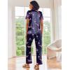 image:imageEkouaer Silk Satin Pajamas Set Women Short Sleeve Sleepwear Soft Button Down Loungewear Pjs SetNavy Cocktail