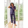 image:imageEkouaer Silk Satin Pajamas Set Women Short Sleeve Sleepwear Soft Button Down Loungewear Pjs SetNavy Cocktail