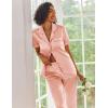 image:imageEkouaer Silk Satin Pajamas Set Women Short Sleeve Sleepwear Soft Button Down Loungewear Pjs SetPink