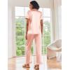 image:imageEkouaer Silk Satin Pajamas Set Women Short Sleeve Sleepwear Soft Button Down Loungewear Pjs SetPink