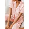 image:imageEkouaer Silk Satin Pajamas Set Women Short Sleeve Sleepwear Soft Button Down Loungewear Pjs SetPink