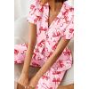 image:imageEkouaer Silk Satin Pajamas Set Women Short Sleeve Sleepwear Soft Button Down Loungewear Pjs SetPink Bow