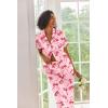 image:imageEkouaer Silk Satin Pajamas Set Women Short Sleeve Sleepwear Soft Button Down Loungewear Pjs SetPink Bow