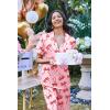 image:imageEkouaer Silk Satin Pajamas Set Women Short Sleeve Sleepwear Soft Button Down Loungewear Pjs SetPink Bow