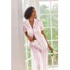 image:imageEkouaer Silk Satin Pajamas Set Women Short Sleeve Sleepwear Soft Button Down Loungewear Pjs SetPink Bow Flower