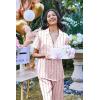 image:imageEkouaer Silk Satin Pajamas Set Women Short Sleeve Sleepwear Soft Button Down Loungewear Pjs SetPink Bow Flower