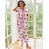 image:imageEkouaer Silk Satin Pajamas Set Women Short Sleeve Sleepwear Soft Button Down Loungewear Pjs SetPink Leopard