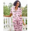 image:imageEkouaer Silk Satin Pajamas Set Women Short Sleeve Sleepwear Soft Button Down Loungewear Pjs SetPink Leopard