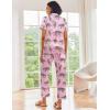 image:imageEkouaer Silk Satin Pajamas Set Women Short Sleeve Sleepwear Soft Button Down Loungewear Pjs SetPink Leopard