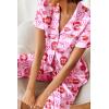 image:imageEkouaer Silk Satin Pajamas Set Women Short Sleeve Sleepwear Soft Button Down Loungewear Pjs SetPink Lip Heart
