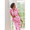 image:imageEkouaer Silk Satin Pajamas Set Women Short Sleeve Sleepwear Soft Button Down Loungewear Pjs SetPink Lip Heart