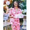 image:imageEkouaer Silk Satin Pajamas Set Women Short Sleeve Sleepwear Soft Button Down Loungewear Pjs SetPink Lip Heart