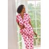 image:imageEkouaer Silk Satin Pajamas Set Women Short Sleeve Sleepwear Soft Button Down Loungewear Pjs SetPink Love