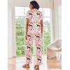 image:imageEkouaer Silk Satin Pajamas Set Women Short Sleeve Sleepwear Soft Button Down Loungewear Pjs SetPink Swan