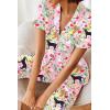 image:imageEkouaer Silk Satin Pajamas Set Women Short Sleeve Sleepwear Soft Button Down Loungewear Pjs SetPink Swan