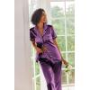 image:imageEkouaer Silk Satin Pajamas Set Women Short Sleeve Sleepwear Soft Button Down Loungewear Pjs SetPurple Wine