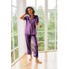 image:imageEkouaer Silk Satin Pajamas Set Women Short Sleeve Sleepwear Soft Button Down Loungewear Pjs SetPurple Wine