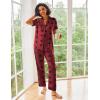image:imageEkouaer Silk Satin Pajamas Set Women Short Sleeve Sleepwear Soft Button Down Loungewear Pjs SetRed Loved