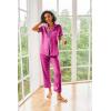 image:imageEkouaer Silk Satin Pajamas Set Women Short Sleeve Sleepwear Soft Button Down Loungewear Pjs SetRose Red