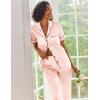 image:imageEkouaer Silk Satin Pajamas Set Women Short Sleeve Sleepwear Soft Button Down Loungewear Pjs SetVeiled Rose