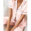 image:imageEkouaer Silk Satin Pajamas Set Women Short Sleeve Sleepwear Soft Button Down Loungewear Pjs SetVeiled Rose