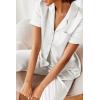 image:imageEkouaer Silk Satin Pajamas Set Women Short Sleeve Sleepwear Soft Button Down Loungewear Pjs SetWhite