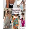 image:imageEkouaer Summer Rompers for Women Floral Beach Sleeveless Shorts Overalls Boho Outfits 2026 Jumpsuit With PocketsBlack White Striped