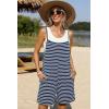 image:imageEkouaer Summer Rompers for Women Floral Beach Sleeveless Shorts Overalls Boho Outfits 2026 Jumpsuit With PocketsBlack White Striped