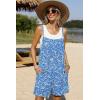image:imageEkouaer Summer Rompers for Women Floral Beach Sleeveless Shorts Overalls Boho Outfits 2026 Jumpsuit With PocketsBlue White Floral