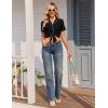 image:imageEkouaer Viscose from Bamboo Women Pajama Sets Button Up Cooling Pjs Short Sleeve Ruffle Sleepwear 2 Piece Lounge Shorts SetBlack