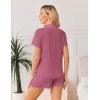 image:imageEkouaer Viscose from Bamboo Women Pajama Sets Button Up Cooling Pjs Short Sleeve Ruffle Sleepwear 2 Piece Lounge Shorts SetDark Pink