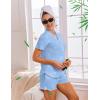 image:imageEkouaer Viscose from Bamboo Women Pajama Sets Button Up Cooling Pjs Short Sleeve Ruffle Sleepwear 2 Piece Lounge Shorts SetOcean Blue