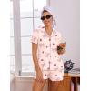 image:imageEkouaer Viscose from Bamboo Women Pajama Sets Button Up Cooling Pjs Short Sleeve Ruffle Sleepwear 2 Piece Lounge Shorts SetPink Bow