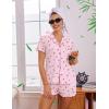 image:imageEkouaer Viscose from Bamboo Women Pajama Sets Button Up Cooling Pjs Short Sleeve Ruffle Sleepwear 2 Piece Lounge Shorts SetPink Cherry