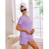 image:imageEkouaer Viscose from Bamboo Women Pajama Sets Button Up Cooling Pjs Short Sleeve Ruffle Sleepwear 2 Piece Lounge Shorts SetPurple