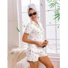 image:imageEkouaer Viscose from Bamboo Women Pajama Sets Button Up Cooling Pjs Short Sleeve Ruffle Sleepwear 2 Piece Lounge Shorts SetWhite Floral