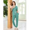 image:imageEkouaer Women Pajama Set Short Sleeve Button Down Pjs Soft Comfy Sleepwear Nightwear with Jogger PantsAqua Green