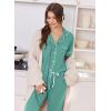 image:imageEkouaer Women Pajama Set Short Sleeve Button Down Pjs Soft Comfy Sleepwear Nightwear with Jogger PantsAqua Green
