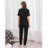 image:imageEkouaer Women Pajama Set Short Sleeve Button Down Pjs Soft Comfy Sleepwear Nightwear with Jogger PantsBlack