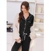 image:imageEkouaer Women Pajama Set Short Sleeve Button Down Pjs Soft Comfy Sleepwear Nightwear with Jogger PantsBlack