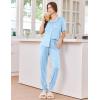 image:imageEkouaer Women Pajama Set Short Sleeve Button Down Pjs Soft Comfy Sleepwear Nightwear with Jogger PantsBlue Stripe Bow