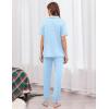 image:imageEkouaer Women Pajama Set Short Sleeve Button Down Pjs Soft Comfy Sleepwear Nightwear with Jogger PantsBlue Stripe Bow
