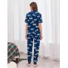 image:imageEkouaer Women Pajama Set Short Sleeve Button Down Pjs Soft Comfy Sleepwear Nightwear with Jogger PantsBlue Zebra