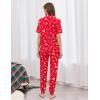 image:imageEkouaer Women Pajama Set Short Sleeve Button Down Pjs Soft Comfy Sleepwear Nightwear with Jogger PantsChristmas Red