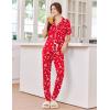 image:imageEkouaer Women Pajama Set Short Sleeve Button Down Pjs Soft Comfy Sleepwear Nightwear with Jogger PantsChristmas Red