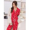 image:imageEkouaer Women Pajama Set Short Sleeve Button Down Pjs Soft Comfy Sleepwear Nightwear with Jogger PantsChristmas Red