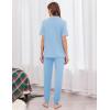 image:imageEkouaer Women Pajama Set Short Sleeve Button Down Pjs Soft Comfy Sleepwear Nightwear with Jogger PantsLight Blue