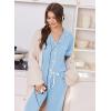 image:imageEkouaer Women Pajama Set Short Sleeve Button Down Pjs Soft Comfy Sleepwear Nightwear with Jogger PantsLight Blue