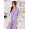 image:imageEkouaer Women Pajama Set Short Sleeve Button Down Pjs Soft Comfy Sleepwear Nightwear with Jogger PantsLight Purple