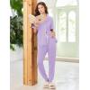 image:imageEkouaer Women Pajama Set Short Sleeve Button Down Pjs Soft Comfy Sleepwear Nightwear with Jogger PantsLight Purple